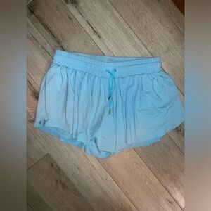 Light Blue Women's Athletic Shorts with Drawstring